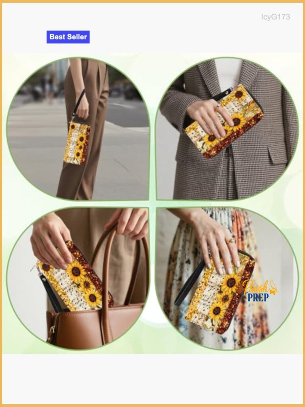 Leopard Print Wallet with Wristlet, Card Slots & Phone Holder - Picture 7 of 7